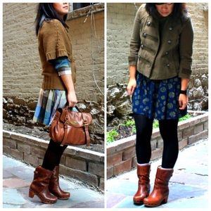 UGG Lynnea Clog Booties Short Brown Oiled Suede Shearling Wood